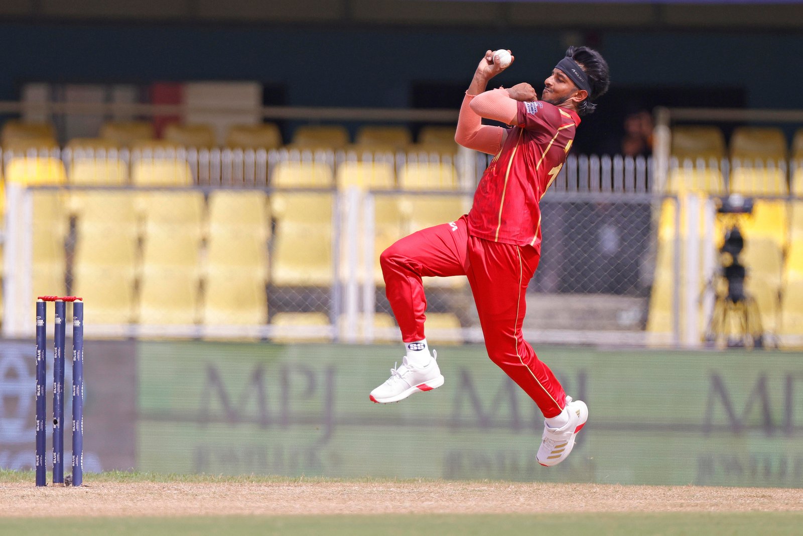 Abdul Ajij Kuraishi of team Barak Legends bowling during Match 7 of the APL T20 between Barak Legends and Guwahati Royals at ACA Stadium, Barsapara, Guwahati, India, on August 4, 2026.

Photo by R.Param / CREIMAS