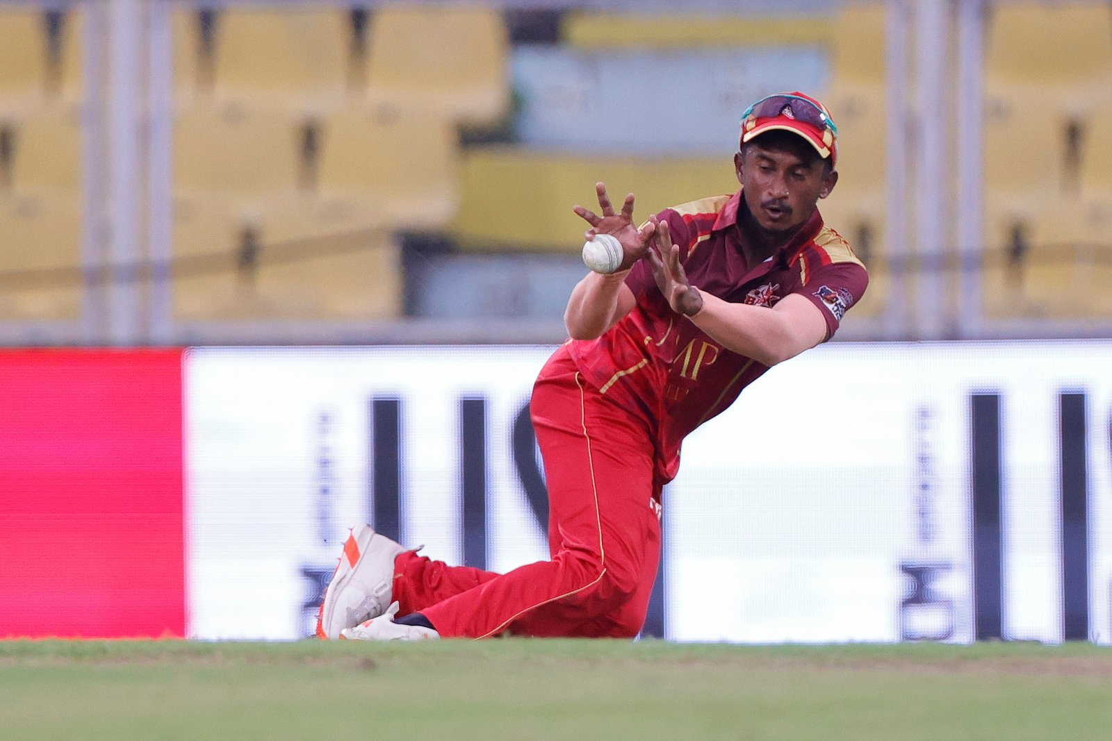 Saurav Dey of team Barak Legends fielding during Match 3 of the APL T20 between Barak Legends and Nagaon Rangers at ACA Stadium, Barsapara, Guwahati, India, on August 2, 2026.

Photo by R.Param / CREIMAS