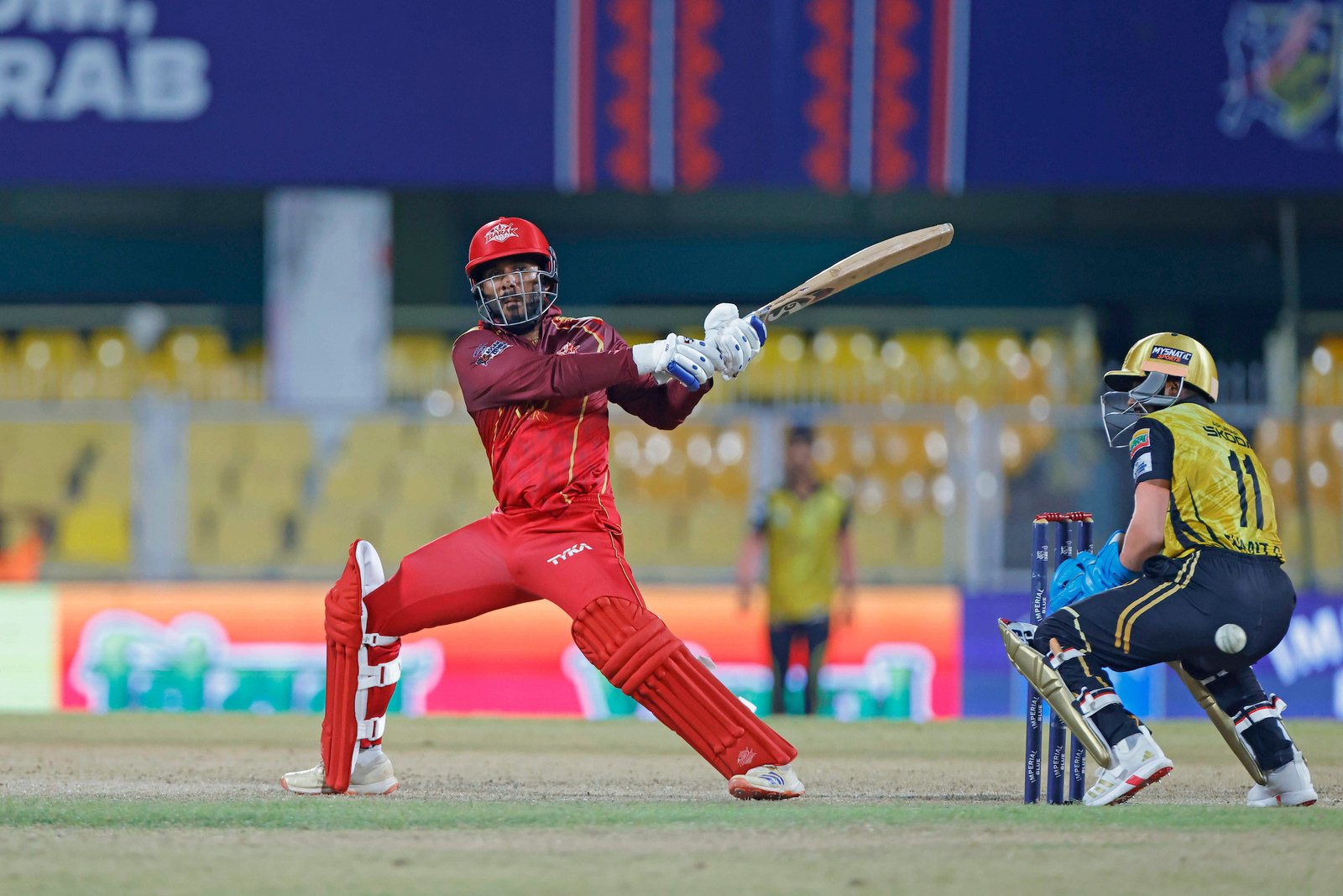 Sibsankar Roy (C) of team Barak Legends batting during Match 14 of the APL T20 between Charaideo Sunrisers and Barak Legends at ACA Stadium, Barsapara, Guwahati, India, on August 7, 2026.

Photo by R.Param / CREIMAS