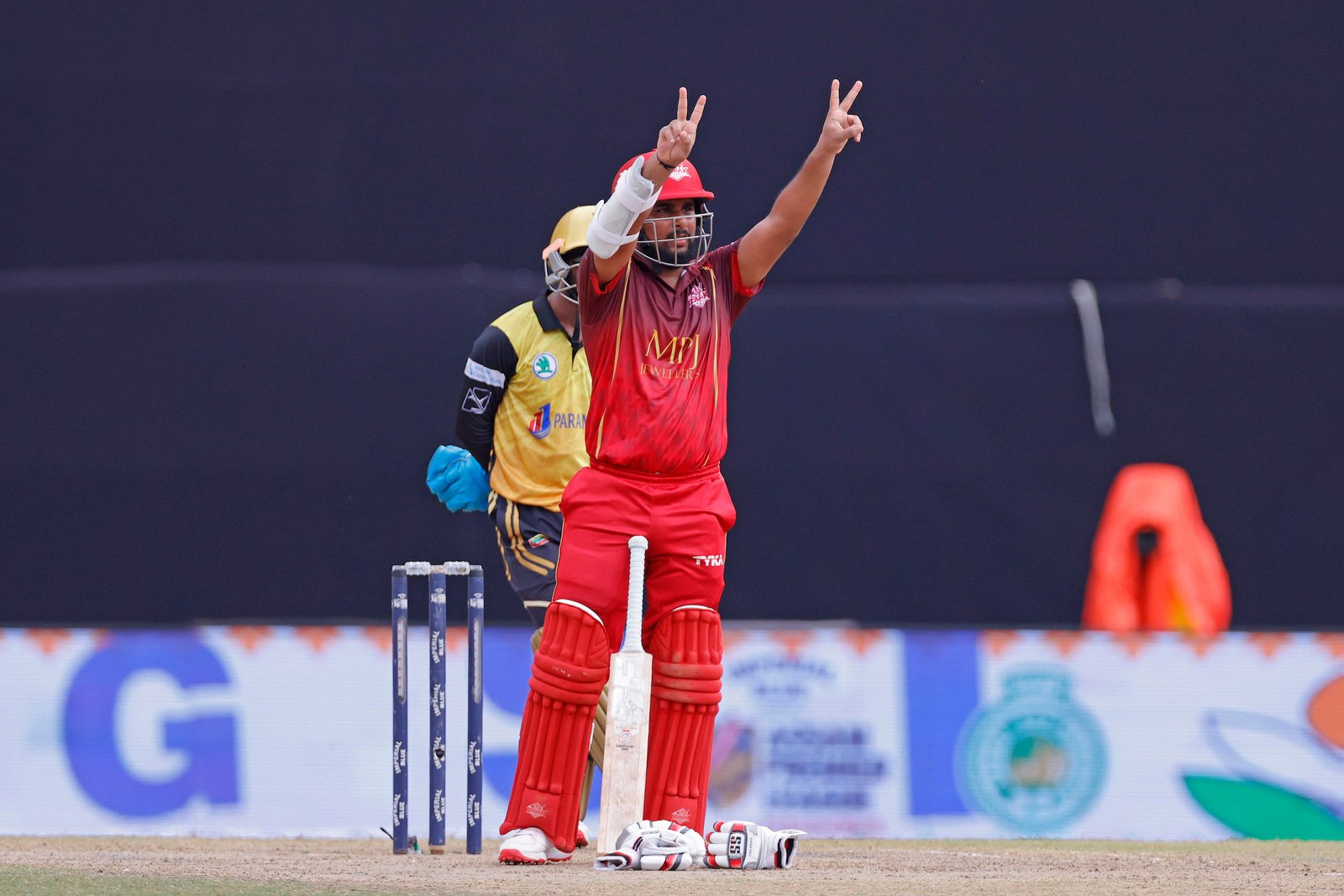 Bishal Saha of team Barak Legends reaches his half century during Match 29 of the APL T20 between Charaideo Sunrisers and Barak Legends at ACA Stadium, Barsapara, Guwahati, India, on August 15, 2026.

Photo by R.Param / CREIMAS
