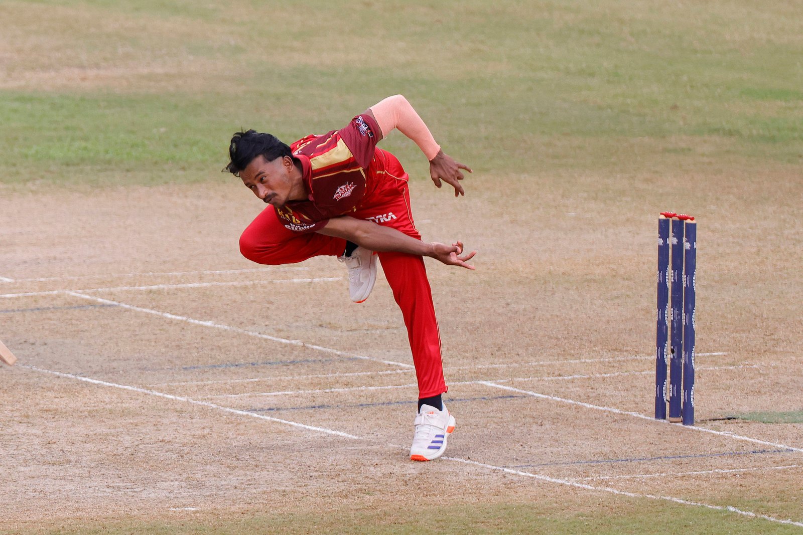 Saurav Dey of team Barak Legends bowling during Match 11 of the APL T20 between Barak Legends and Jorhat Stallions at ACA Stadium, Barsapara, Guwahati, India, on August 6, 2026.

Photo by R.Param / CREIMAS