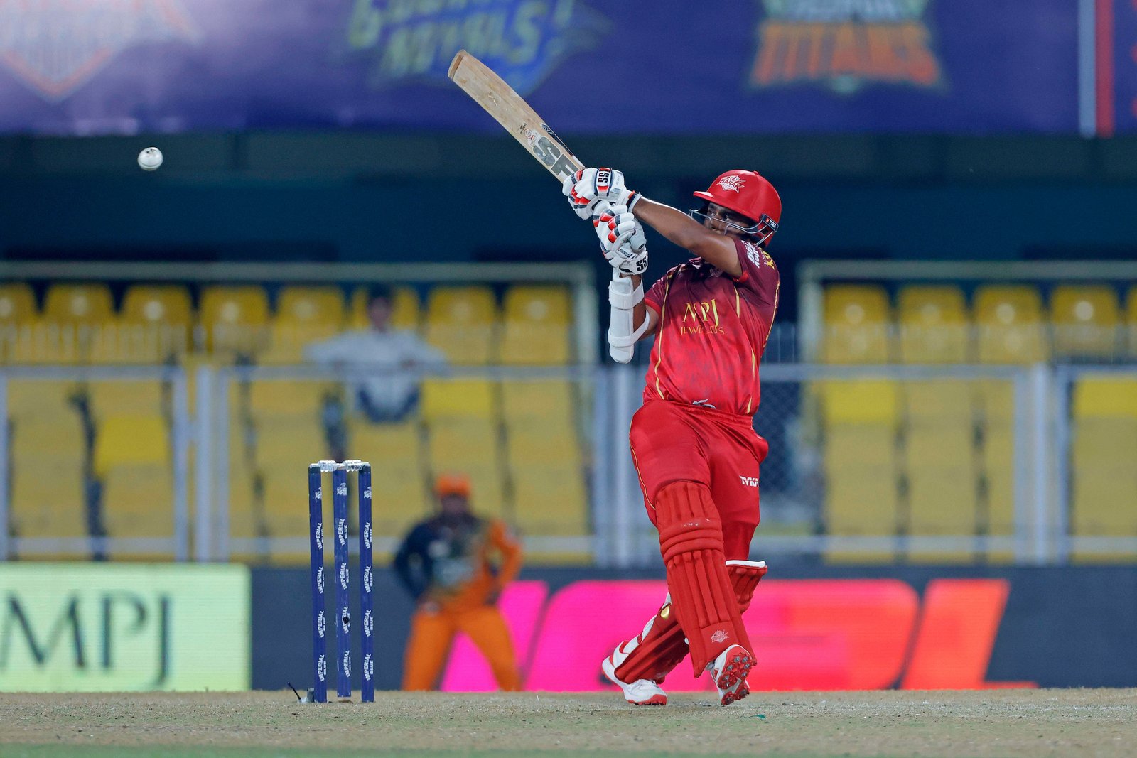 Bishal Saha of team Barak Legends batting during Match 24 of the APL T20 between Tezpur Titans and Barak Legends at ACA Stadium, Barsapara, Guwahati, India, on August 12, 2026.

Photo by R.Param / CREIMAS