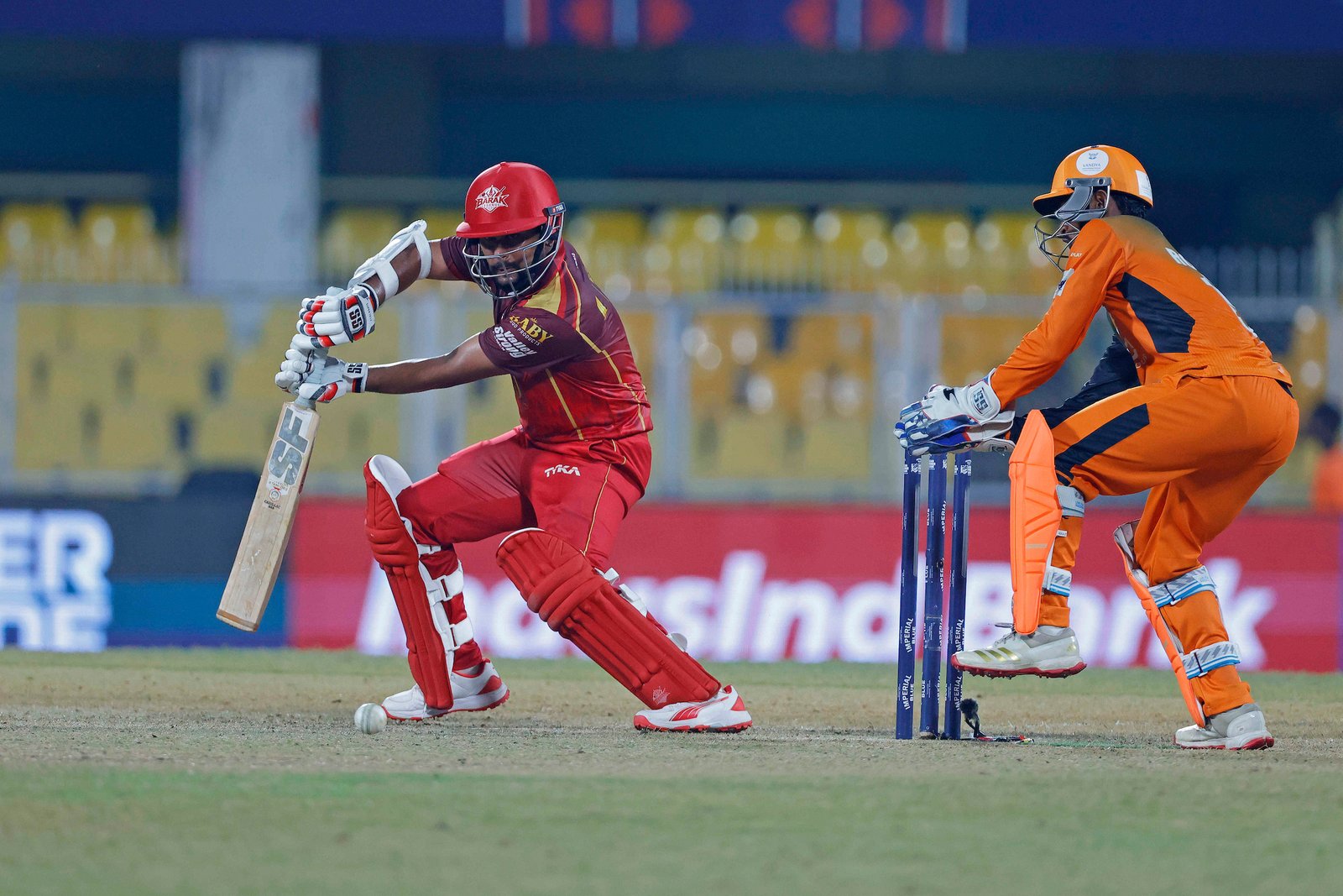 Bishal Saha of team Barak Legends batting during Match 24 of the APL T20 between Tezpur Titans and Barak Legends at ACA Stadium, Barsapara, Guwahati, India, on August 12, 2026.

Photo by R.Param / CREIMAS