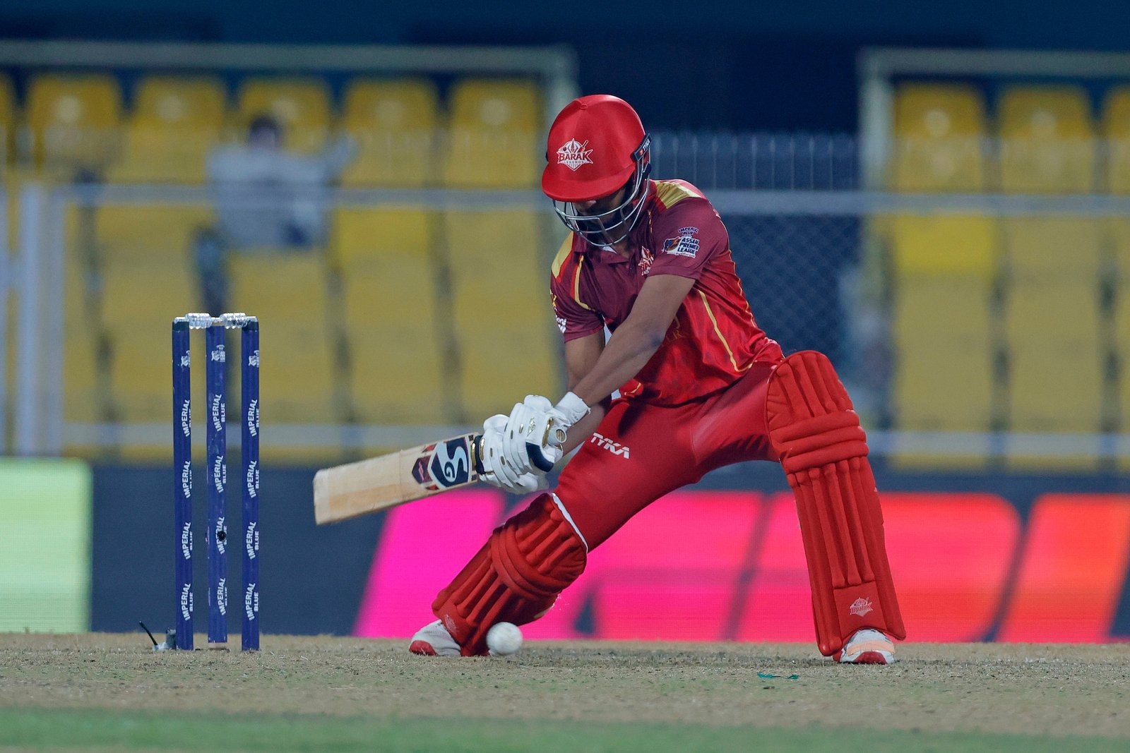 Abdul Ajij Kuraishi of team Barak Legends batting during Match 24 of the APL T20 between Tezpur Titans and Barak Legends at ACA Stadium, Barsapara, Guwahati, India, on August 12, 2026.

Photo by R.Param / CREIMAS