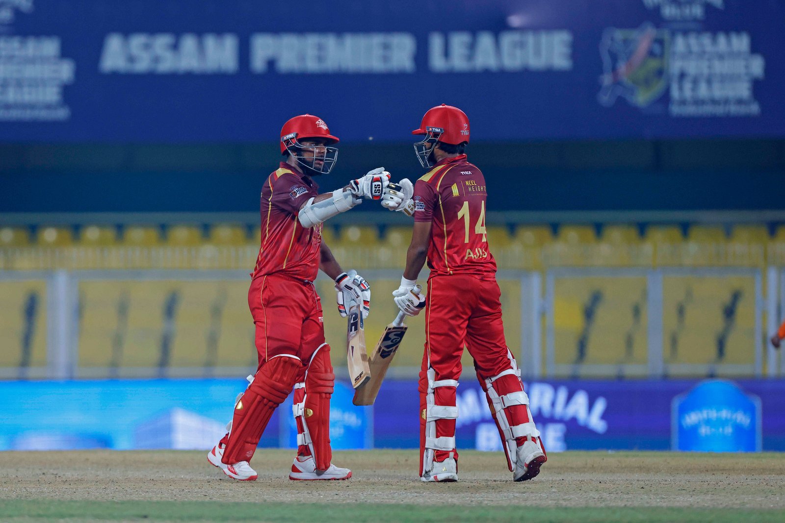 Partnership during Match 24 of the APL T20 between Tezpur Titans and Barak Legends at ACA Stadium, Barsapara, Guwahati, India, on August 12, 2026.

Photo by R.Param / CREIMAS