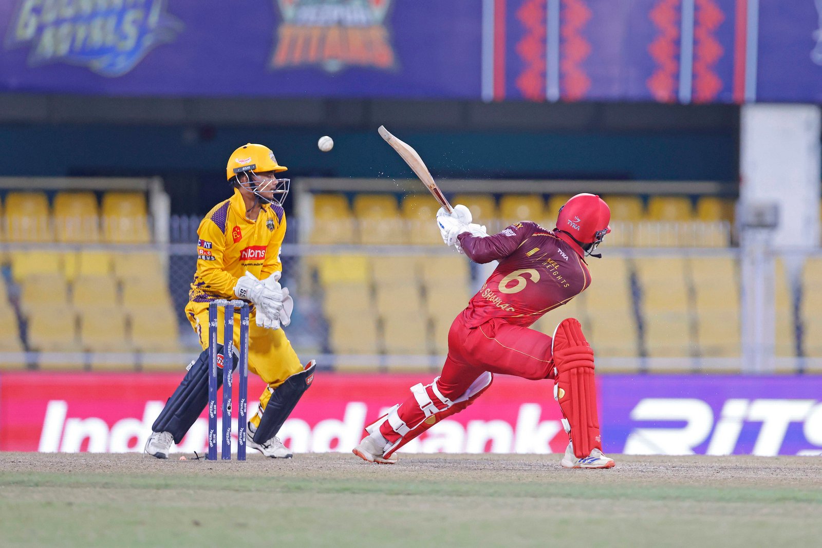 Sibsankar Roy (C) of team Barak Legends batting during Match 17 of the APL T20 between Barpeta Braves and Barak Legends at ACA Stadium, Barsapara, Guwahati, India, on August 9, 2026.

Photo by R.Param / CREIMAS