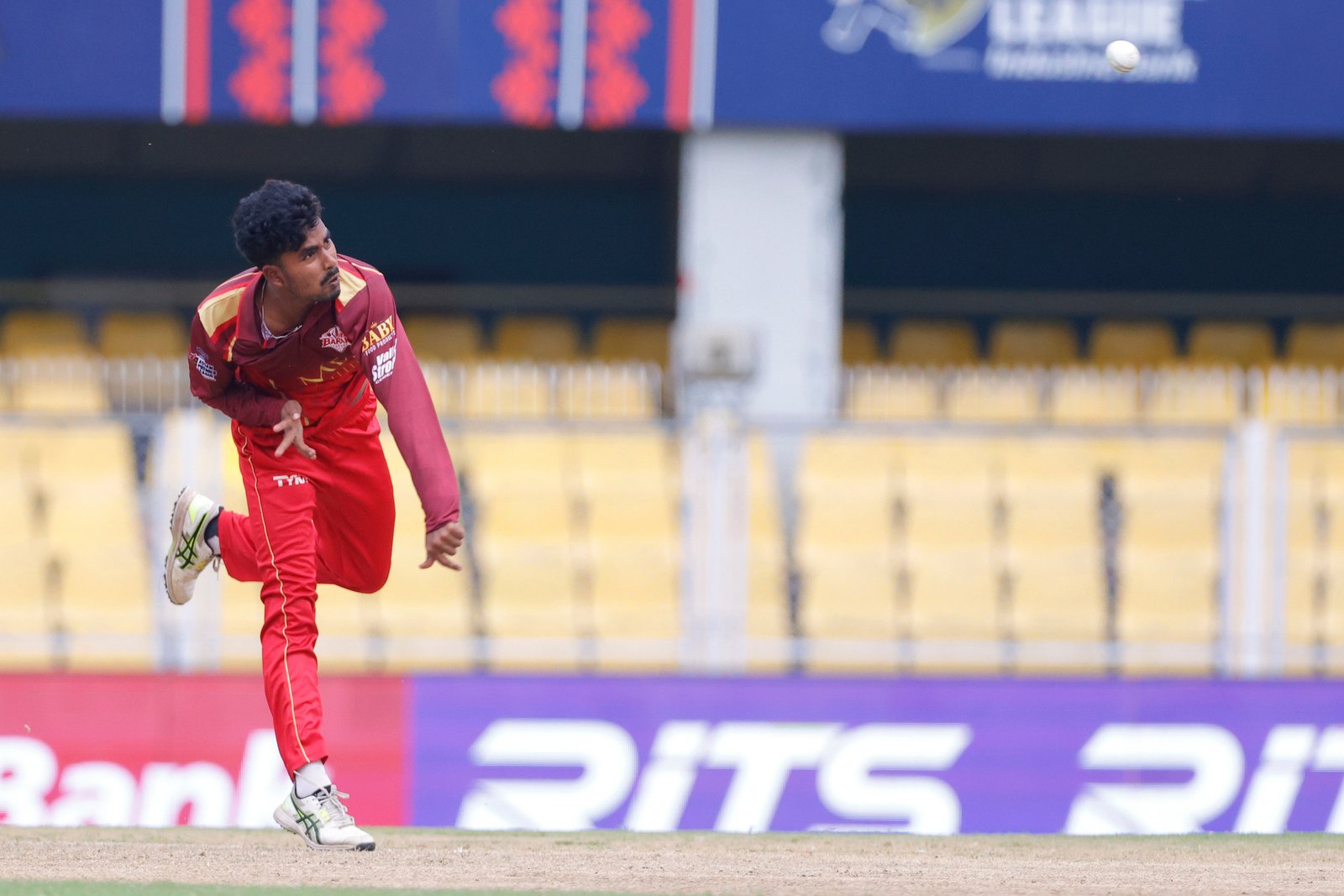 Mohit Thakur of team Barak Legends bowling during Match 3 of the APL T20 between Barak Legends and Nagaon Rangers at ACA Stadium, Barsapara, Guwahati, India, on August 2, 2026.

Photo by R.Param / CREIMAS